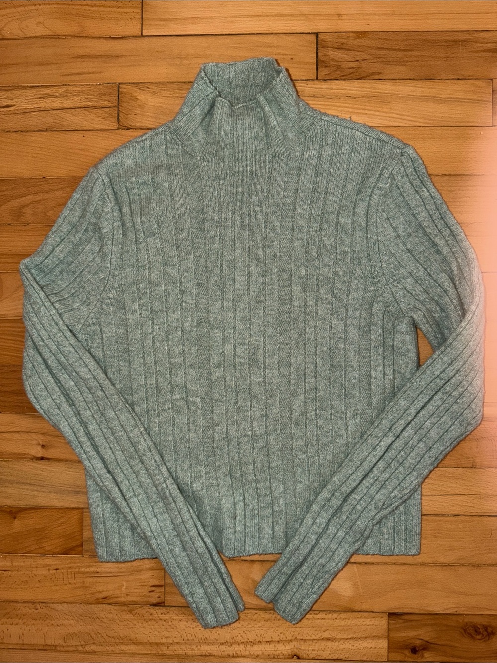 Calvin Klein Jeans Women's Sage Green Ribbed Turtleneck Sweater